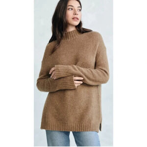 JENNI Kayne Alpaca Mockneck Pullover Sweater In Tan XXS